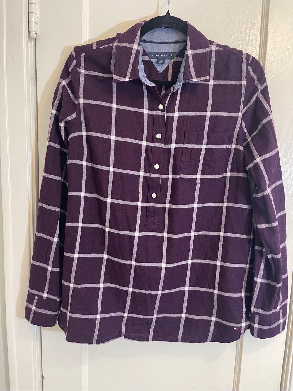 85. Tommy Hilfiger Purple Windowpane Button-Front Shirt